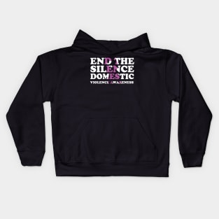 End The Silence Family Domestic Violence Awareness Purple Ribbon Kids Hoodie